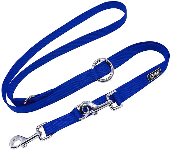 Ddoxx® Hondenriem, Nylon, 3-voudig verstelbaar, 2m, voor kleine & grote honden, Dubbele riem, Tug Leash Large, Lead Leash Small, Walking Leash Puppy Leash, S, Blauw