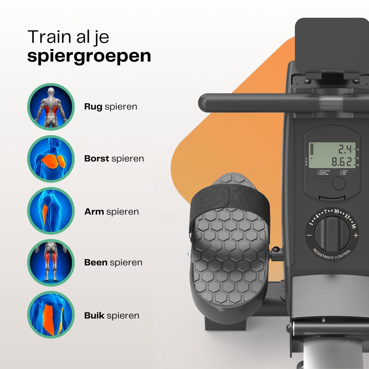 LaCardia Roeitrainer Magnetisch 16 Weerstandsniveaus Zwart - afbeelding 2