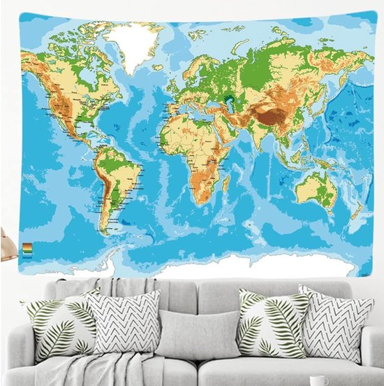 Ulticool - Décoration murale Wereldkaart - Tapisserie - 200x150 cm - Groot tapisserie - Affiche