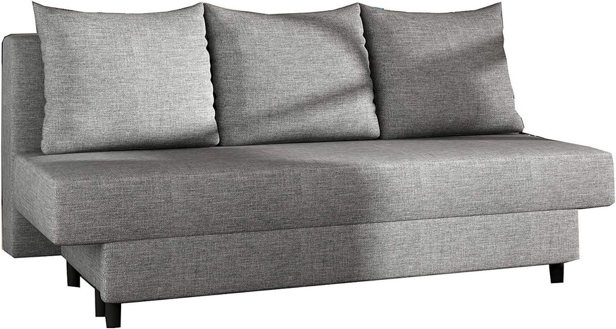 Slaapbank met slaapfunctie en opbergruimte – Comfortabele en stijlvolle bank voor elke woonkamer – KAMAZO – Lichtgrijs (Sawana 21)
