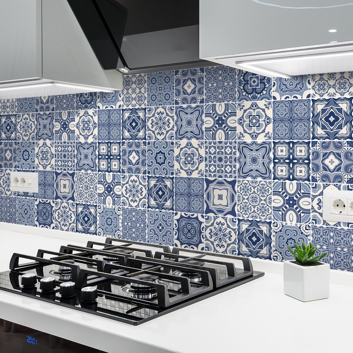 Ambiance Sticker Zelfklevende tegelmuurstickers voor keuken en badkamer - 24 Isabella Azulejo tegelstickers - 24 stickers 10x10cm Multi color