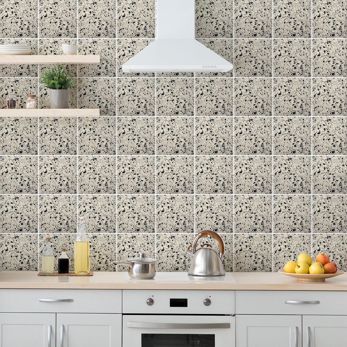 Ambiance Sticker Zelfklevende tegelmuurstickers voor keuken en badkamer - 60 Diana Terrazzo tegelstickers - 60 stickers 10x10cm Multi color