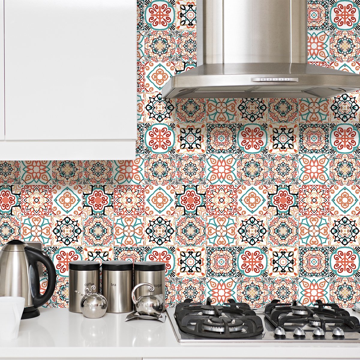 Ambiance Sticker Zelfklevende tegelmuurstickers voor keuken en badkamer - 9 Franky Azulejo tegelstickers - 9 stickers van 15x15 cm Multi color