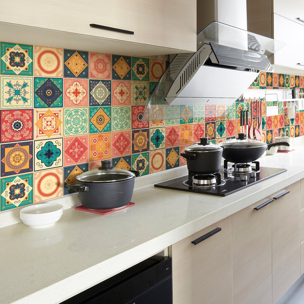 Ambiance Sticker Zelfklevende tegelmuurstickers voor keuken en badkamer - 30 tegelstickers, Azulejos Jezus-design - 30 stickers, 15x15 cm Multi color