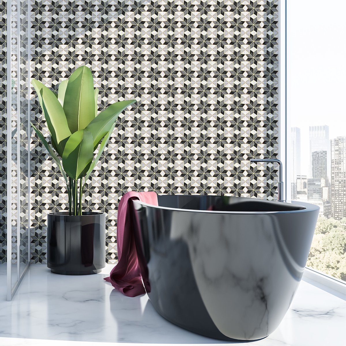 Ambiance Sticker Tegelstickers voor de muur in keuken en badkamer - 60 authentieke Belindina cementtegelstickers - 60 stickers van 10x10 cm Multi color
