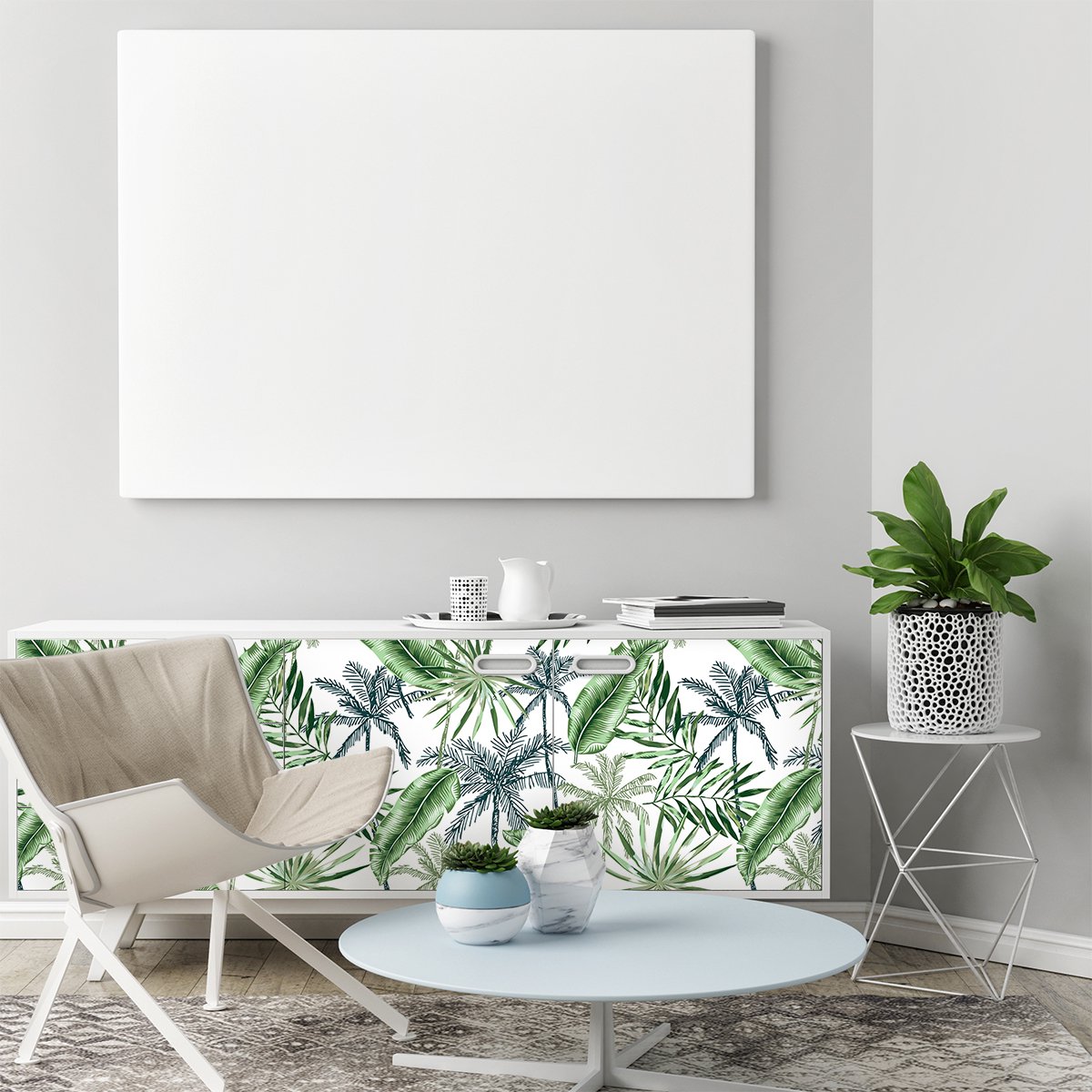 Ambiance Sticker Kennyon sticker met tropisch meubelmotief, 40 x 60 cm Multi color