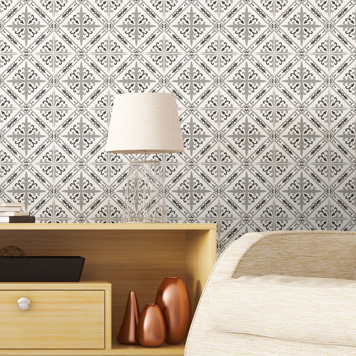 Ambiance Sticker Zelfklevende tegelmuurstickers voor keuken en badkamer - 24 AZULEJOS VILA cementtegelstickers - 24 stickers 10x10cm Multi color