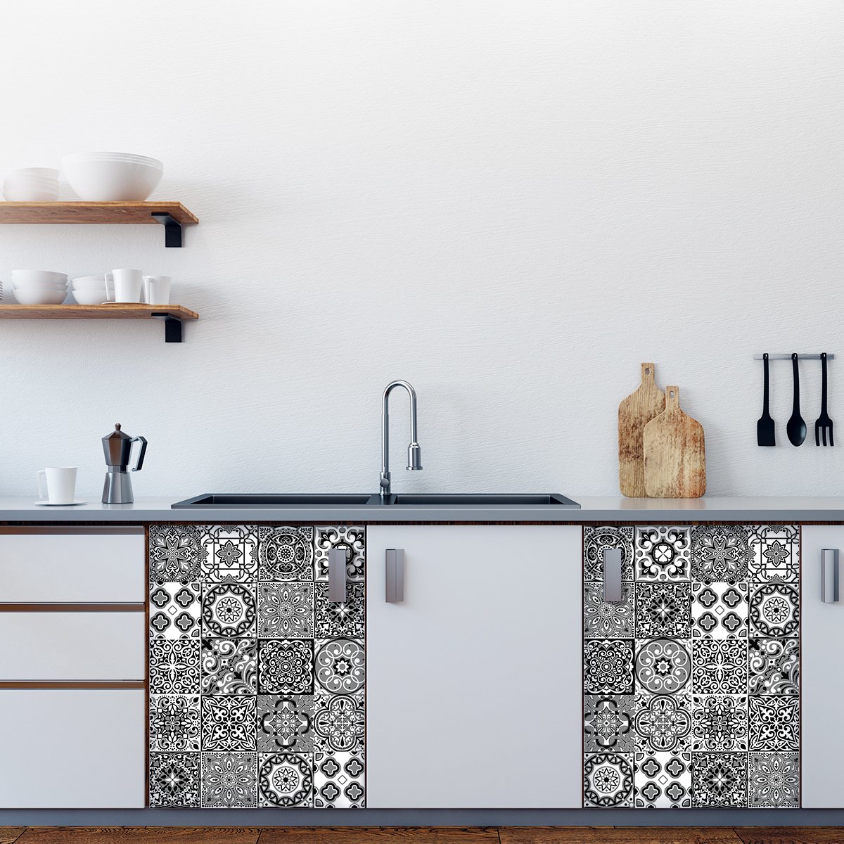Ambiance Sticker Muurstickers voor keuken en badkamer - 30 HORTELANO meubelstickers - 30 stickers 20x20cm Multi color
