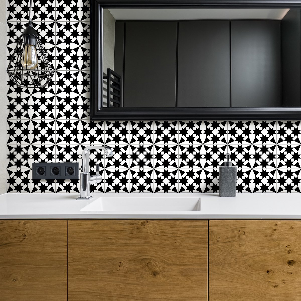 Ambiance Sticker Zelfklevende tegelmuurstickers voor keuken en badkamer - 30 Oosterse Mansourah tegelstickers - 30 stickers 20x20cm Multi color