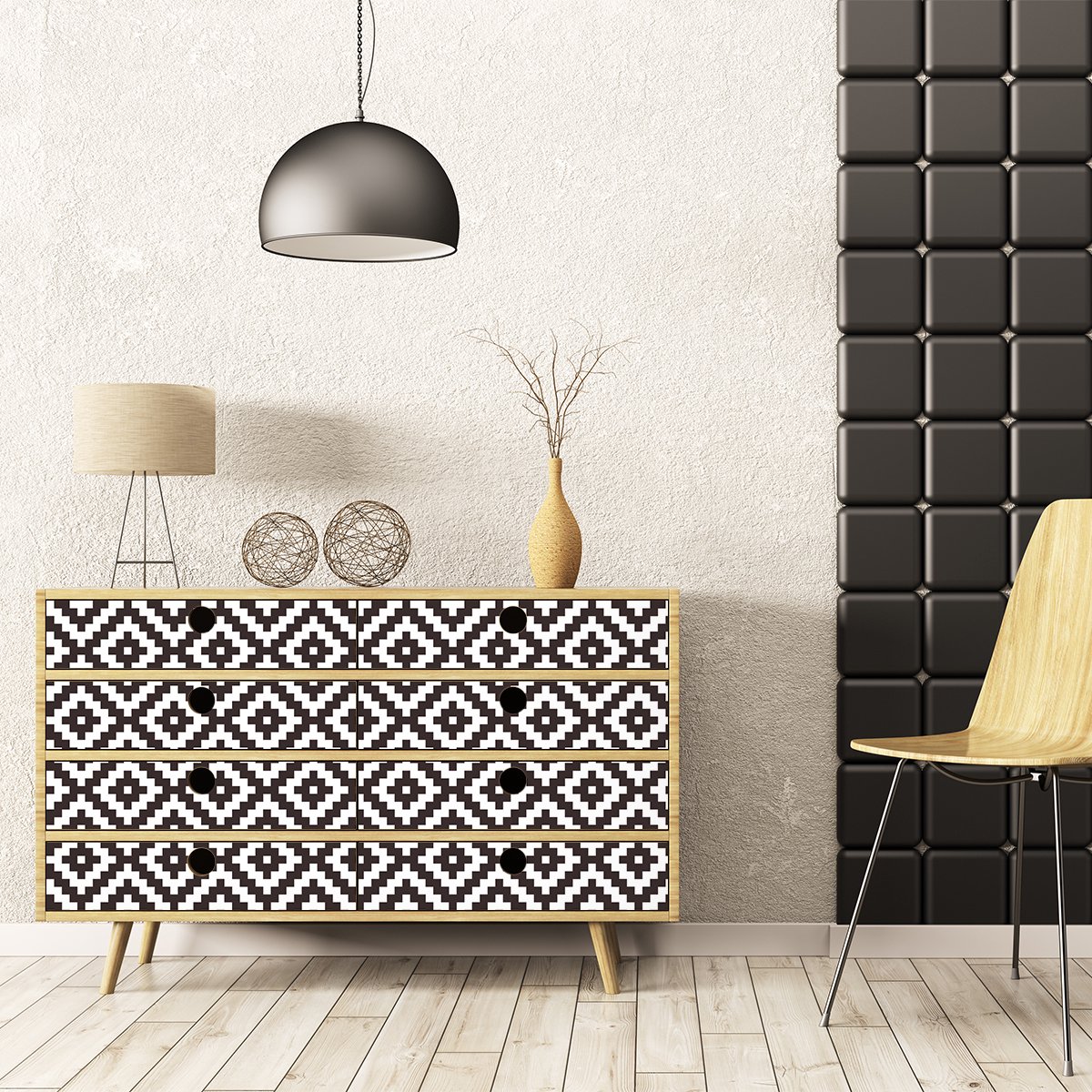 Ambiance Sticker Sticker met Scandinavisch meubelmotief, 40 x 60 cm Multi color