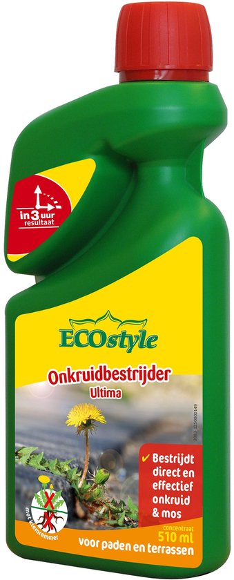 ECOstyle Ultima Onkruid & Mos Concentraat Onkruidverdelger - Paden & Terrassen - Bestrijdt Blad & Wortel - Werkt Binnen 3 uur - Onder Bomen & Struiken - 510 ML