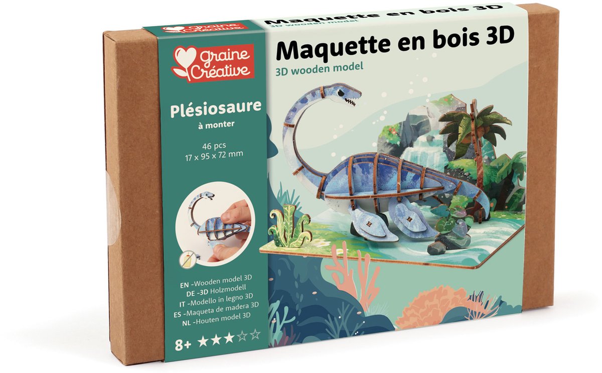 Graine Creative 3D puzzel speelgoed Plesiosaurus multicolor karton.