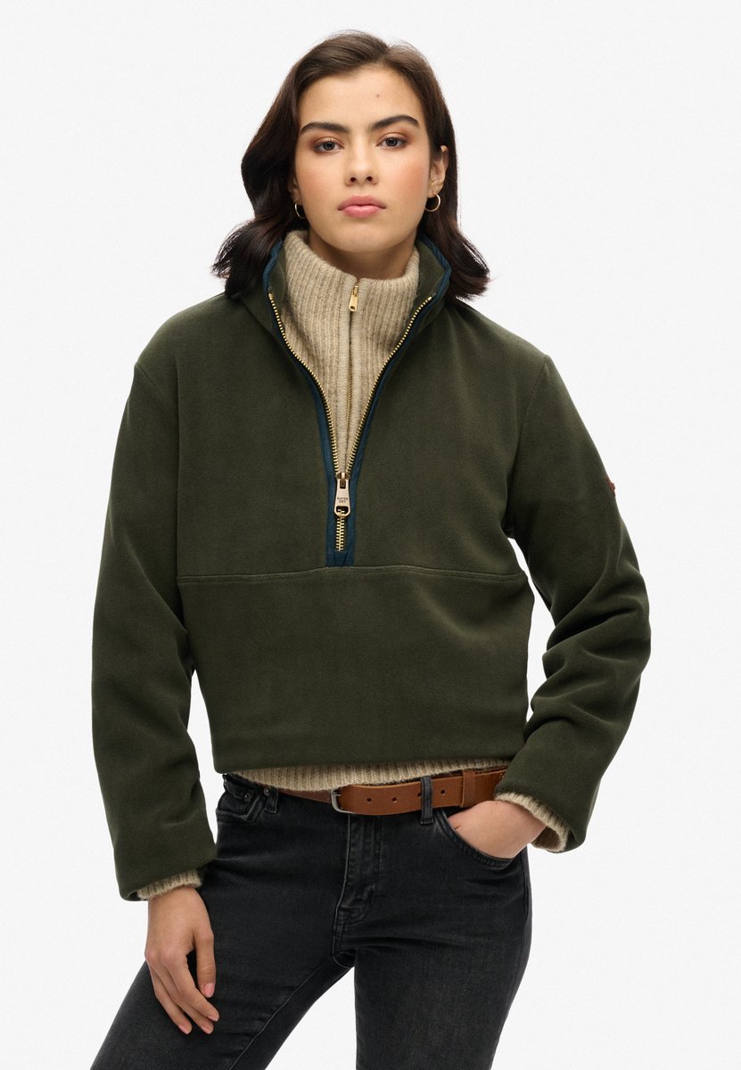 Superdry Estate fleece met halve rits Dames Truien Groen