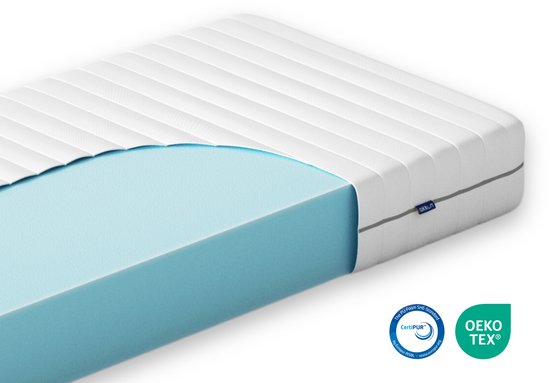 Akkon® Koudschuim Matras 70x140 - 10 cm dik | Orthopedisch - Ledikant - Hybrid Koudschuim HR45 - Premium Kwaliteit