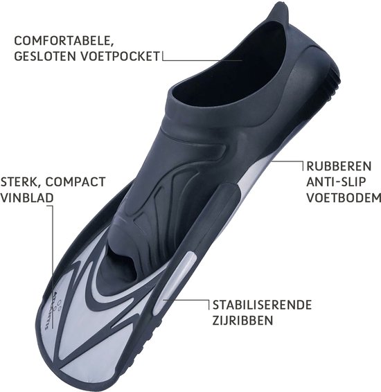 Atlantis Marlin - Palmes - Adultes - Argent/ Zwart - 44/45