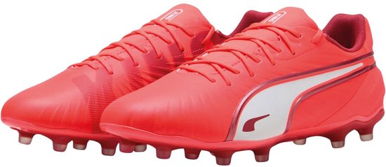 PUMA KING MATCH FG/AG Chaussures de sport unisexes - Rouge brillant - PUMA White- Rouge feu