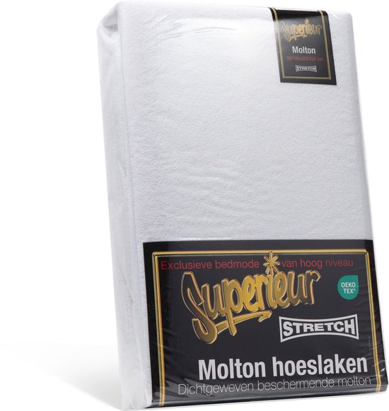 Superieur Molton Matras Hoeslaken - 160x200 cm - Ook Geschikt Voor 210 en 220 cm Lengte - Katoenen Matrasbeschermer - Hoge Hoek - Extra Zware Hotelkwaliteit - Fris & Beschermend - Perfecte Pasvorm