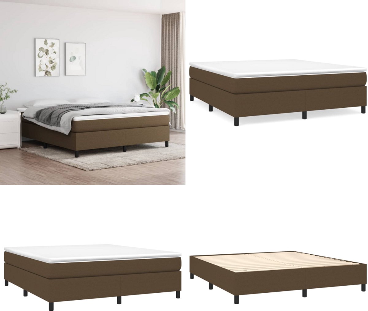 vidaXL Boxspring met matras stof donkerbruin 180x200 cm - Boxspring - Boxsprings - Bed - Slaapmeubel