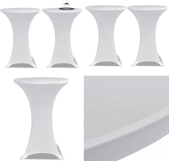 vidaXL Housse de table haute extensible Ø60 cm Wit (2 pièces) - Housse de meuble - Housses de meubles - Housse de table haute - Housses de table haute