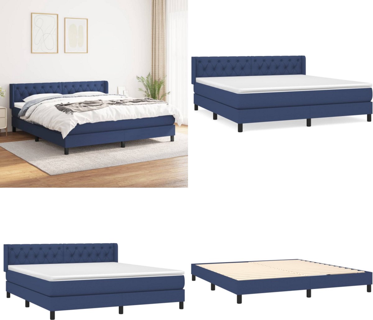 vidaXL Boxspring met matras stof blauw 160x200 cm - Boxspring - Boxsprings - Bed - Slaapmeubel
