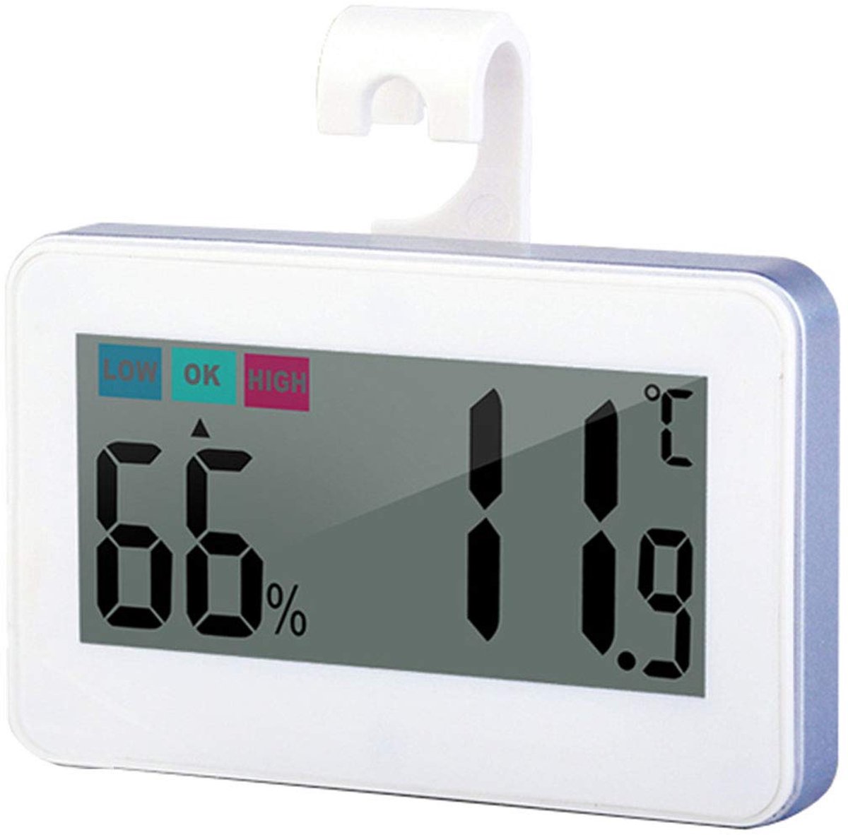 Digitale Koelkast Thermometer en Hygrometer met Magnetische Rug en Haak - LCD Monitor voor Vochtigheid en Temperatuur