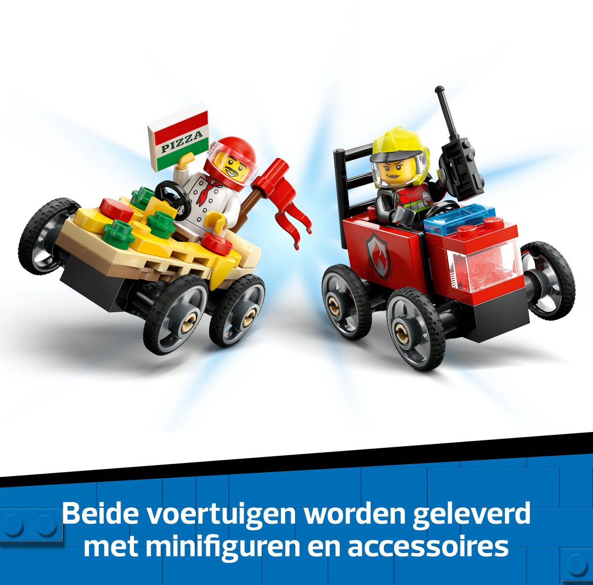 LEGO City Raceautopakket: pizzabestelwagen vs. brandweerauto thumbnail 3