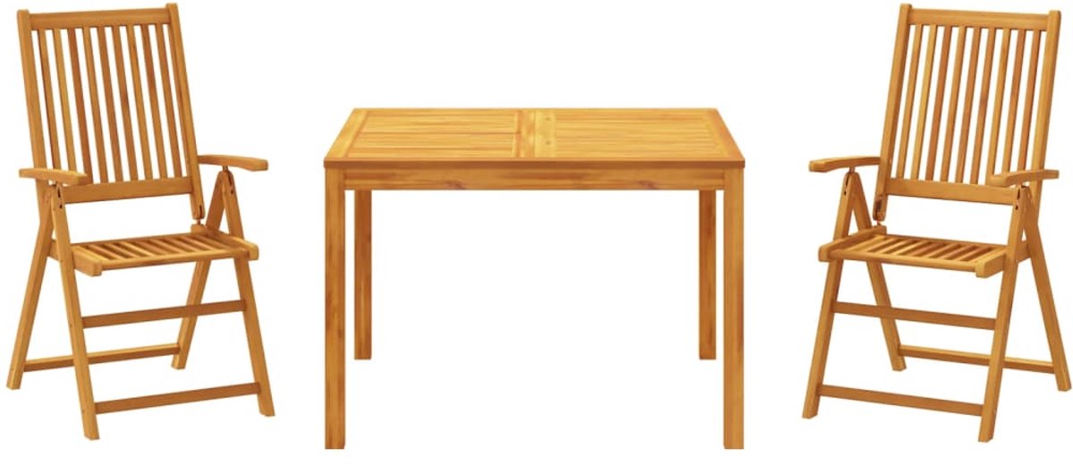 The Living Store 3-delige Tuinset massief acaciahout - Tuinsets - Acacia Hout - Buitentijd - Eetkamer Set - Terras Meubel
