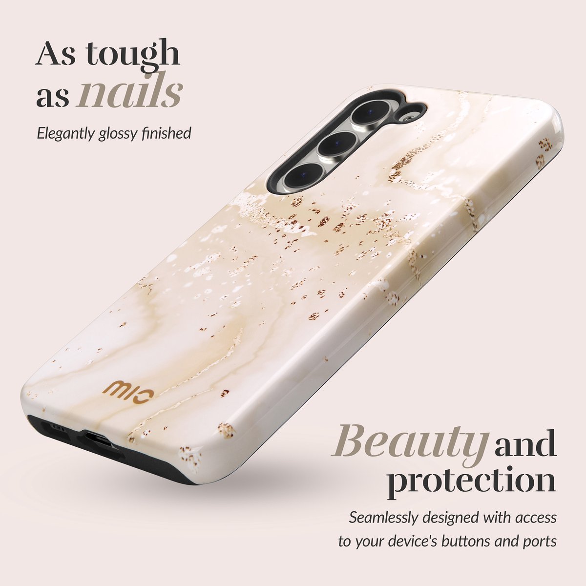 Mio by Mobilize Hoesje geschikt voor Samsung Galaxy A56 MagSafe Telefoonhoesje Hardcase | Mio by Mobilize Backcover | Geschikt voor MagSafe | Geschikt voor Draadloos Opladen met Magnetische Ring | Geschikt voor MagSafe Case - Gold Marble | Goud