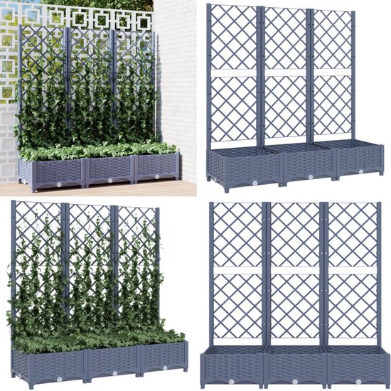 vidaXL Plantenbak met latwerk 40x40x121,5 cm polypropeen, planten bak, bloem bak, bloembed, bloembak, bloemenperk, plantenbak met latwerk