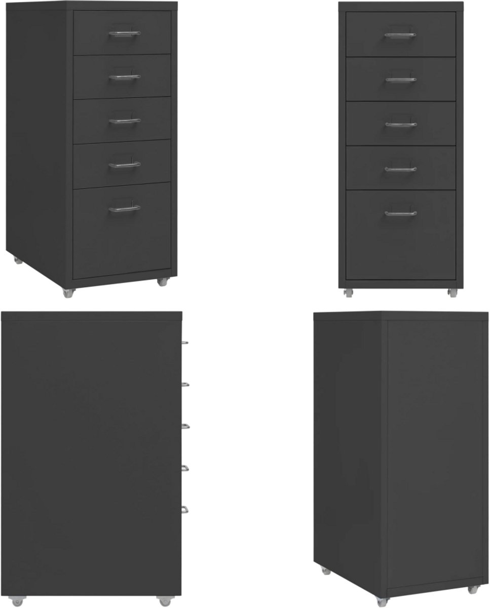 vidaXL Ladeblok verrijdbaar 28x41x69 cm metaal antracietkleurig - Ladeblok - Ladeblokken - Ladenblok - Ladenblokken