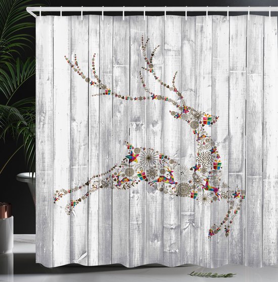 New lit, cerfs Noël Animaux , rideau de douche, Set de Decor de salle de bain avec crochets, 175 cm l 220 cm L