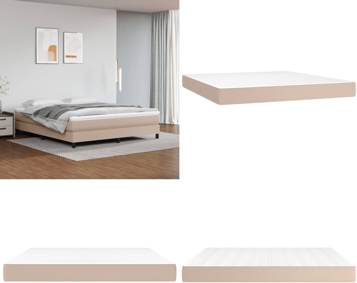 vidaXL Pocketveringmatras 160x200x20 cm kunstleer cappuccinokleurig - Pocketveringmatras - Pocketveringmatrassen - Matras - Pocketvering Matras