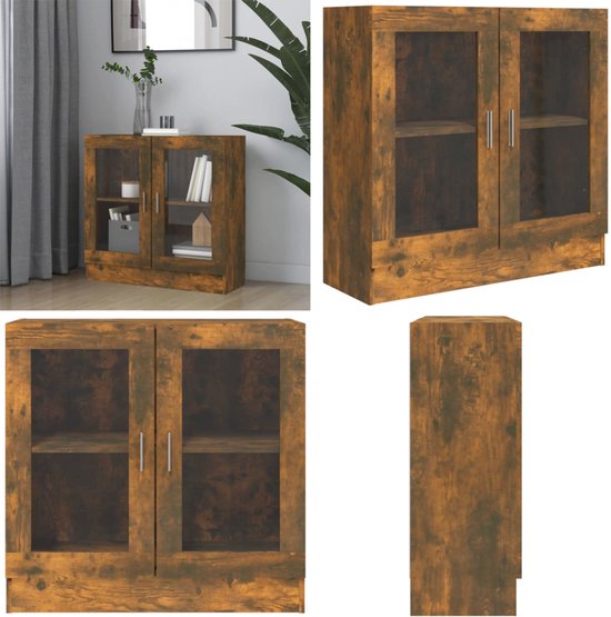 vidaXL Vitrine 82-5x30-5x80 cm Bois d'ingénierie Chêne fumé - Vitrine - Vitrines - Armoire - Vitrine