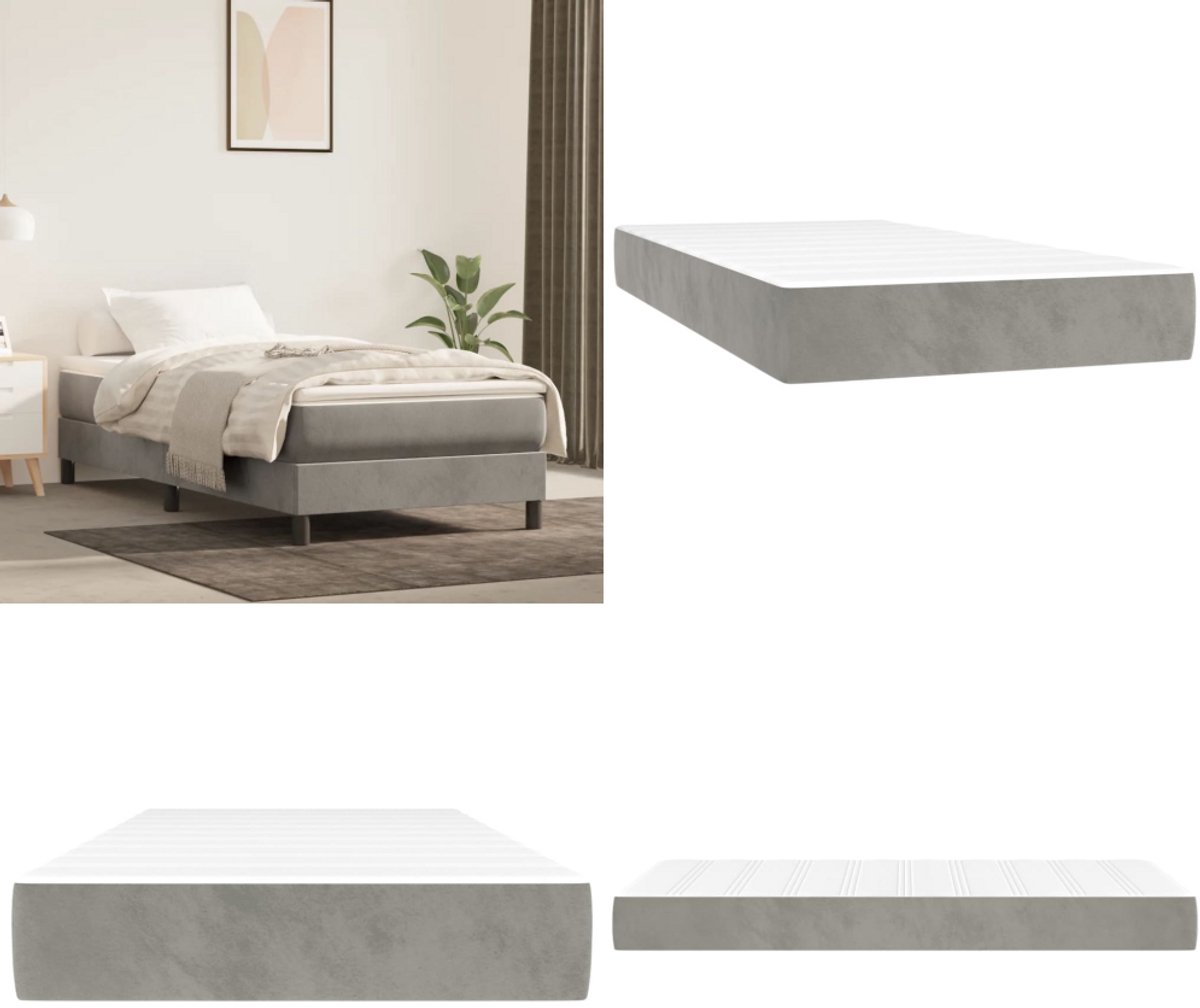 vidaXL Pocketveringmatras 80x200x20 cm fluweel lichtgrijs - Pocketveringmatras - Pocketveringmatrassen - Matras - Pocketvering Matras