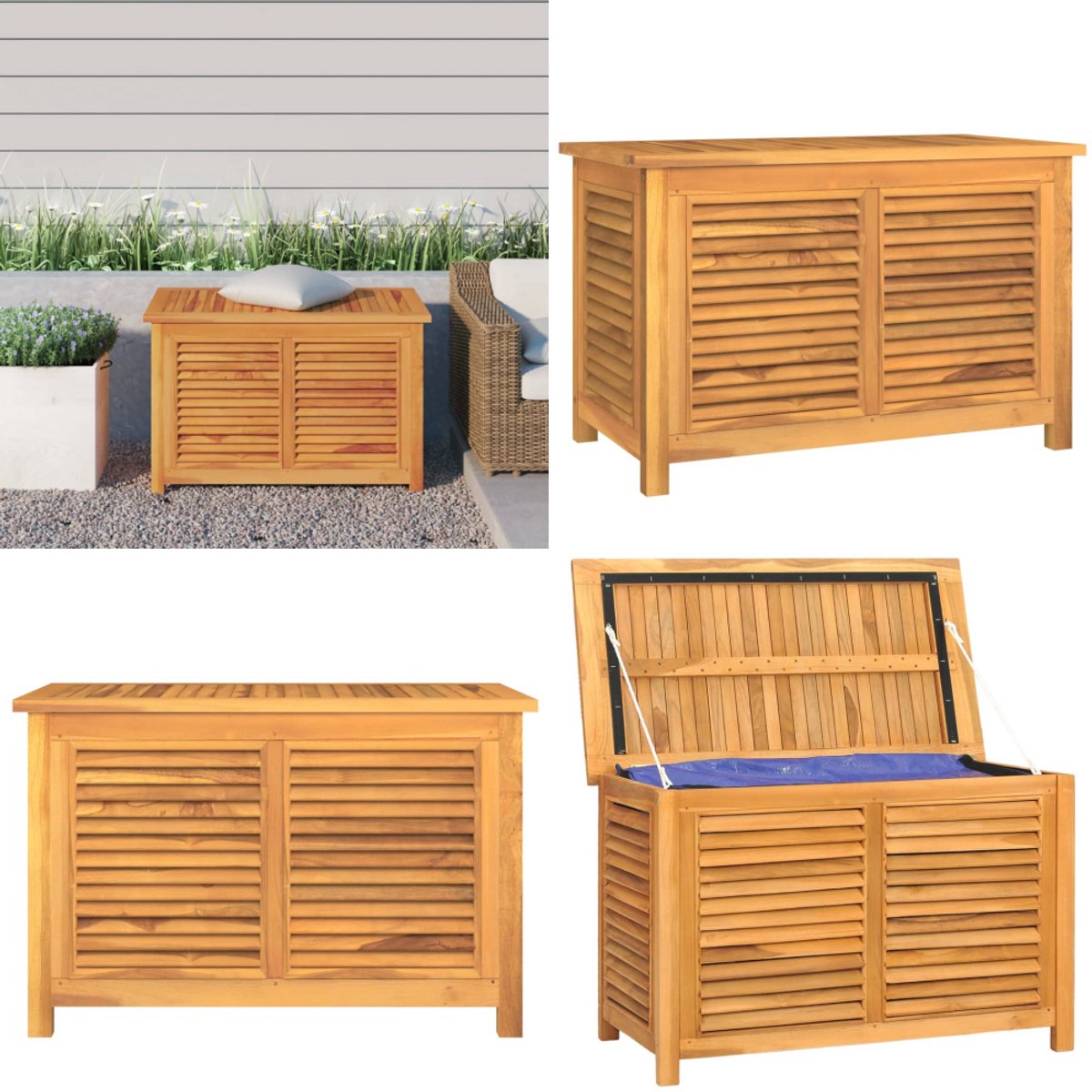 vidaXL - Tuinbox - met - zak - 90x50x58 - cm - massief - teakhout