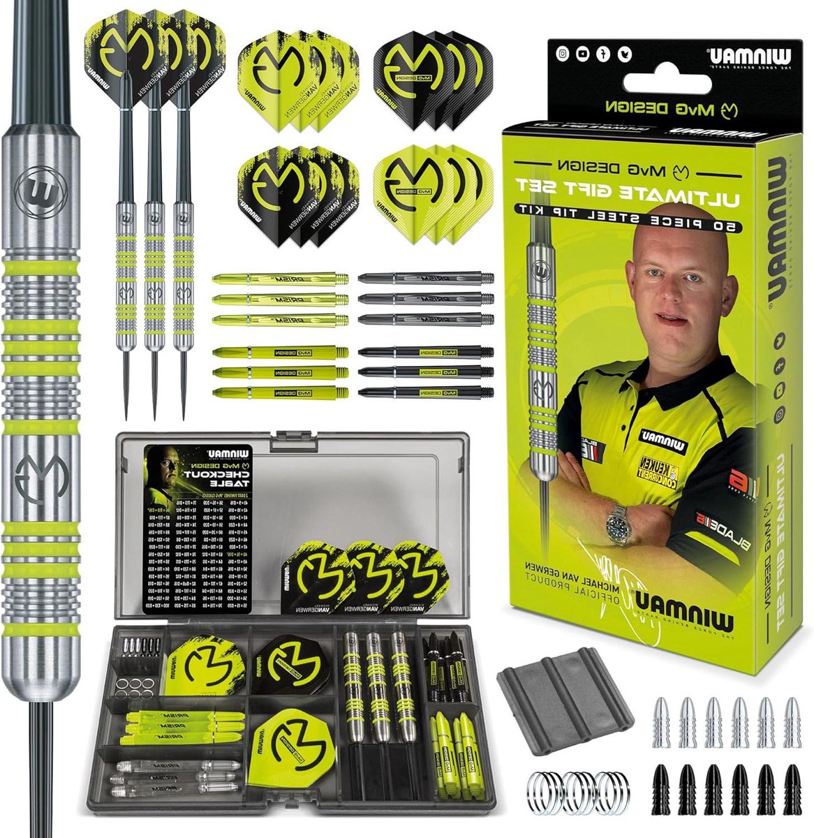 Dartset met accessoires - 50-delige dartset - compleet met schachten en vluchten
