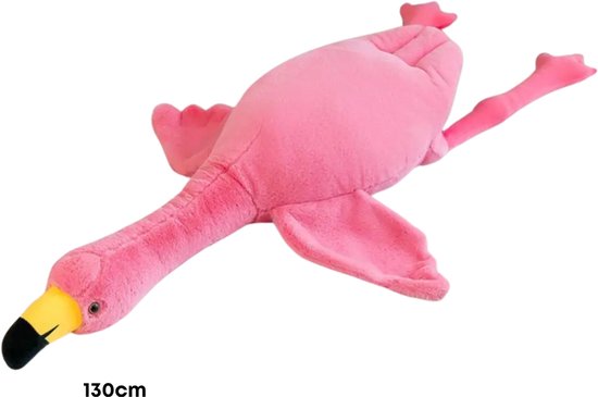 XL Knuffel – Levensgrote Pluche Flamingo – 130 cm – Zijdezacht – 2-in-1 Kussen & Knuffel – Cadeau voor Jong & Oud