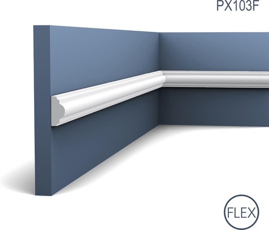 Cimaise flexible Corniche Moulure Décoration de stuc Orac Decor PX103F AXXENT Profil décoratif du mur 2 m