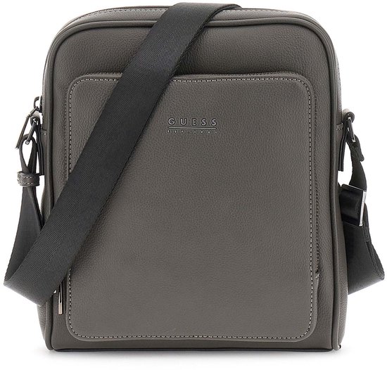 GUESS Milano Top Zip Xbody With Front Pocket - Borsa A Tracolla Nera, 21x25x5,5 Cm, Pelle Morbida
