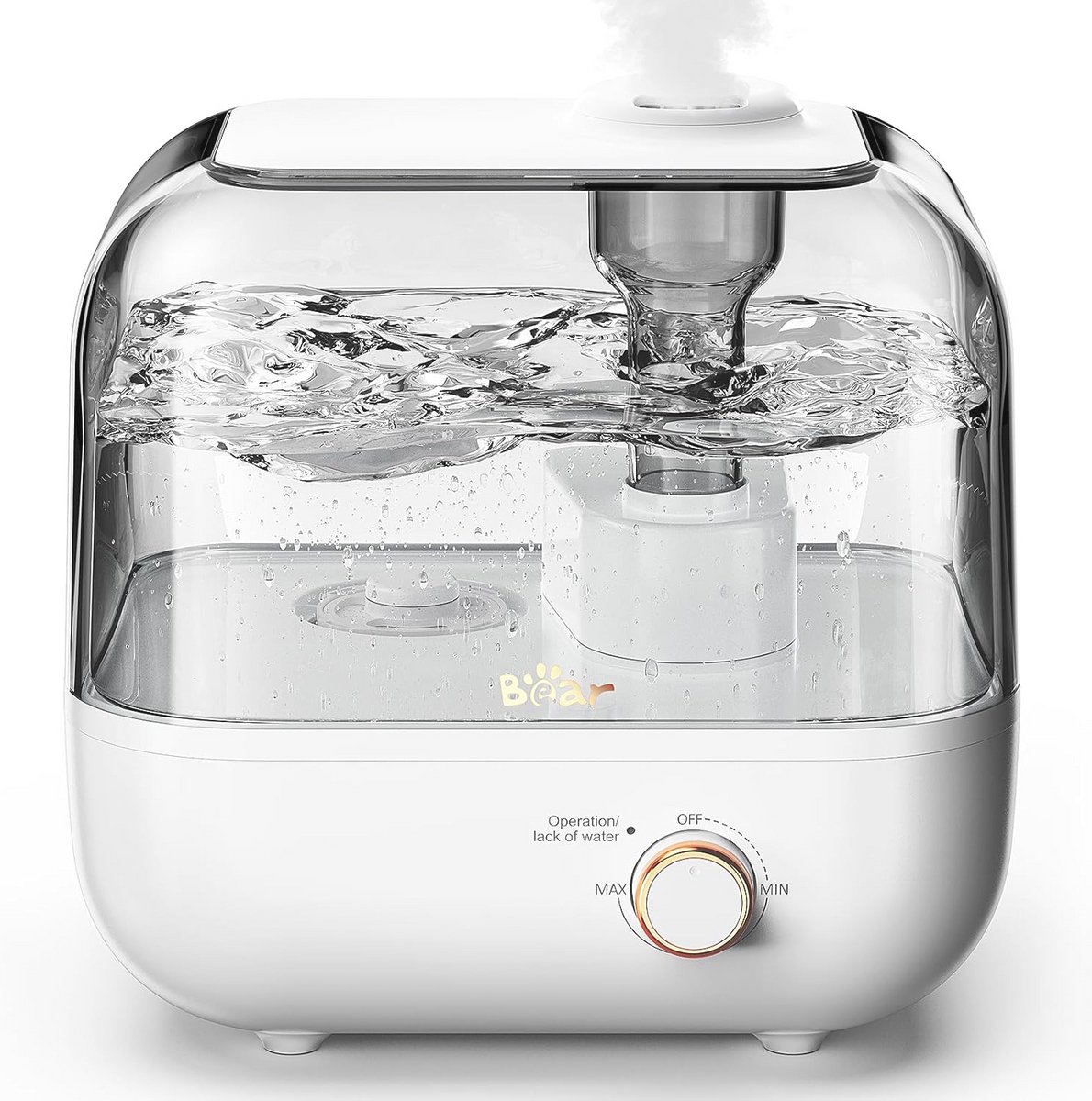 Luchtbevochtiger 5L Top Fill slaapkamer - 35 uur looptijd - aromatherapie lade - ultrastil - 360° uitbreidbaar stoommondstuk - automatische uitschakeling - wit.