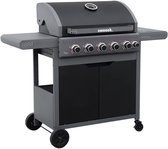Bol.com sweeek - Edmond zwarte gasbarbecue - 5 branders + 1 zijbrander met thermometer b 132x d62 x h143 cm aanbieding