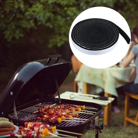 BBQ-afdichting, zwart, rookoven, grillband, hoge temperatuur, grill, afdichting, zelfklevende afdichting, 7,5 ft lengte, 1/8 inch dikte (2, 0,5 inch breed