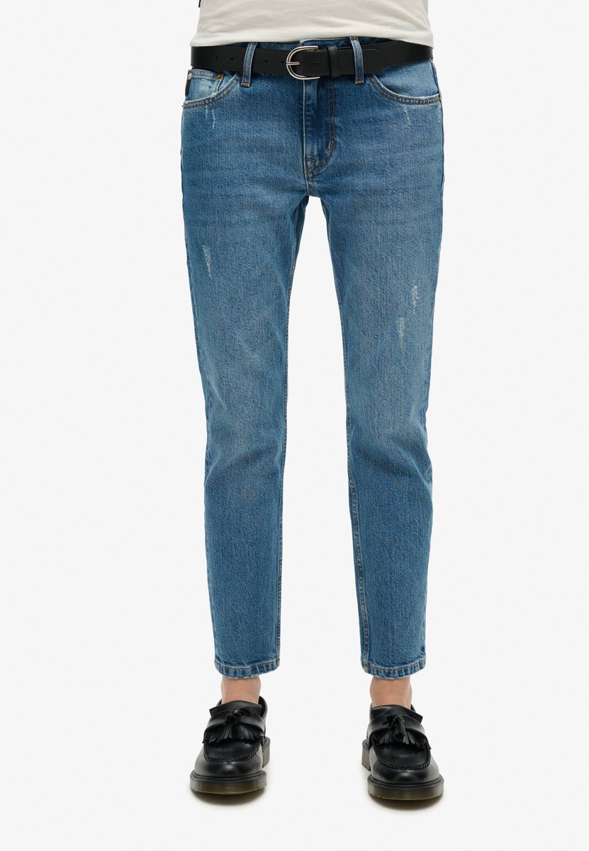 Superdry Slimfit jeans met middelhoge taille Dames Jeans Blauw