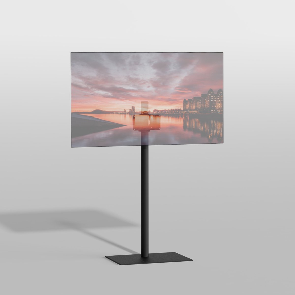 TV vloerstatief SQUARE 120 Design Tv standaard Trendy Zwart Staal 32-65”