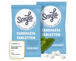 Smyle Tandpasta Tabletten met Fluoride - 126 Tandpasta Tabs Navulling - Geschikt voor Gevoelige Tanden - 100% Natuurlijk & Plasticvrij - Zero Waste