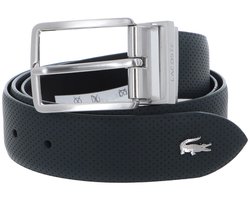 LACOSTE Leren Riem Elegance Punch Plain Leather Belt W110 Camouflage / Clay-Navy Blue-Archipelago Zwart Donkergroen
