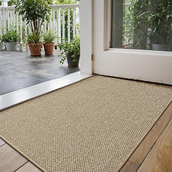 OTraki Deurmat voor binnen en buiten, 60 x 90 cm, deurmat buiten/binnen, wasbare deurmat, heavy duty, zwarte vuilvanger, deurmatten voor tuin, badkamer, trap, keuken, huisdier, duurzaam en antislip