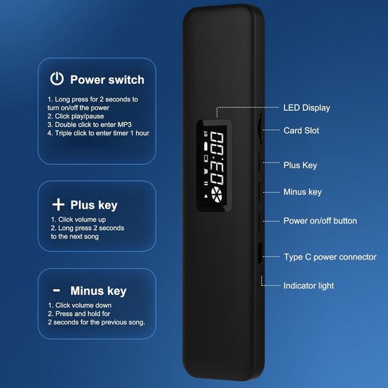 Bluetooth-kussenluidspreker mét timer | Draadloze botgeleidingsluidspreker | Voor