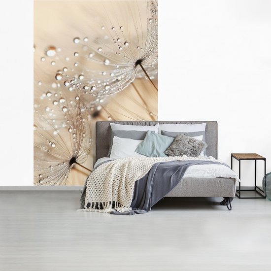 Behang - Fotobehang Paardenbloem - Abstract - Natuur - Beige - Breedte 180 cm x hoogte 280 cm