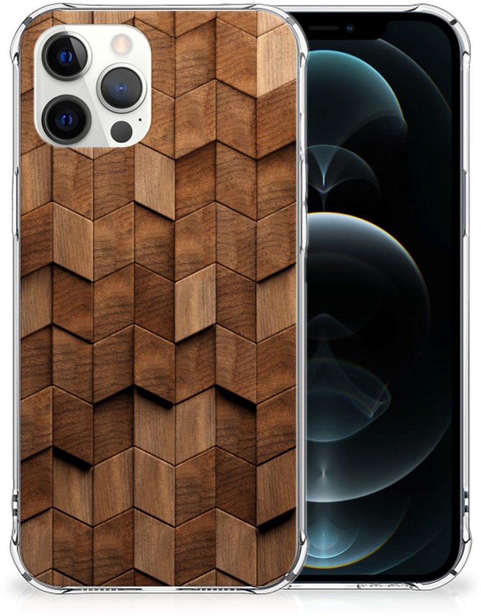 Stevig Telefoonhoesje voor iPhone 12 Pro Max Wooden Cubes